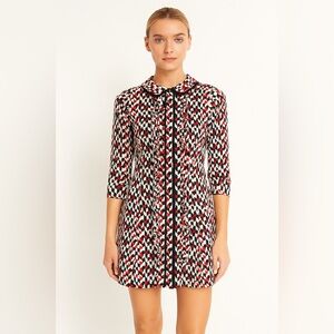 Marni Silk Rayon Geometric Mini Dress – Modern Retro Print Stylish Multicolor